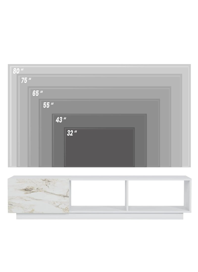 MODERN HOME modern TV Stand with Storage, for TVs up to 80 Inches, Wood, 180 W x 35 D x 50 W Cm, White and Marble  - Image 5