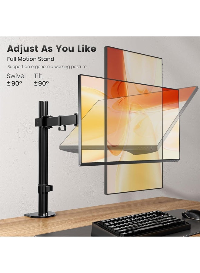 DUNISO Single Monitor Stand - with Extension Arm, Ergonomic Vesa Mount Arm for 13-27" Gaming Screens, Up to 8kg, Vesa Mount 75mm/100mm, for Gaming and Office Use  - Image 4