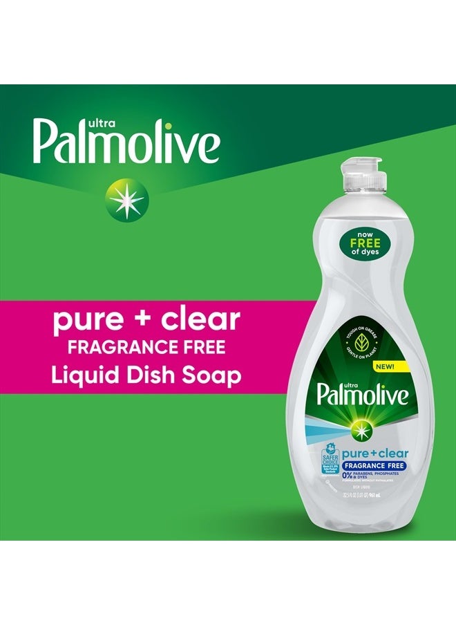 Palmolive - Ultra Dishwashing Liquid Dish Soap, Pure + Clear Fragrance Free - 32.5 Fluid Ounce (Packaging may vary) - Image 1