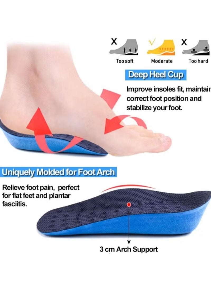 Generic Height increasing Insole, Heightening 1.6'' Insole for Men, Arch Support Half-insert Shock-absorbing Heel Lift Pad for Men, Can Be Worn in Socks, Comfortable and Breathable Height-increasing Insole  - Image 3