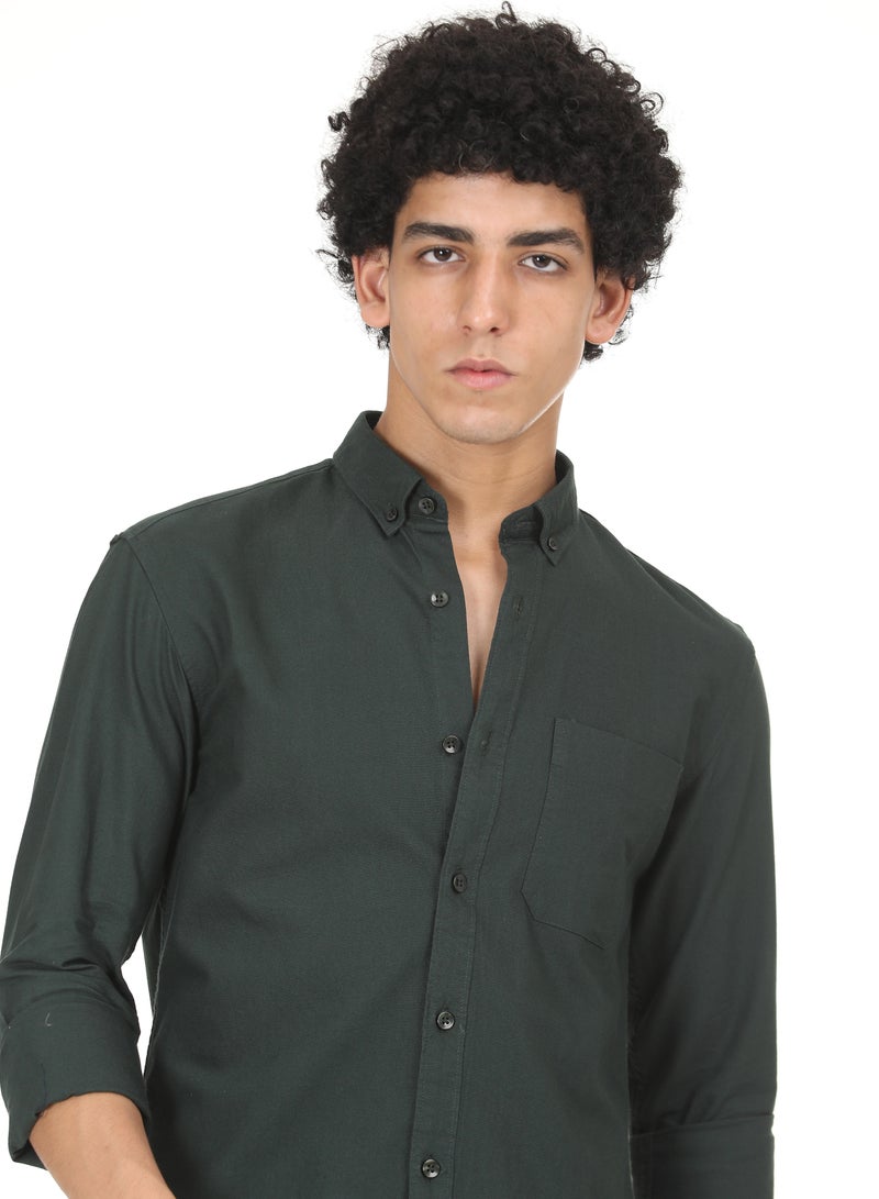 ملابس RSO قميص أكسفورد من القطن الصلب للرجال من RSO Outfits (أخضر زجاجة) - Image 1