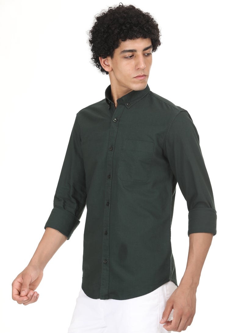 ملابس RSO قميص أكسفورد من القطن الصلب للرجال من RSO Outfits (أخضر زجاجة) - Image 2