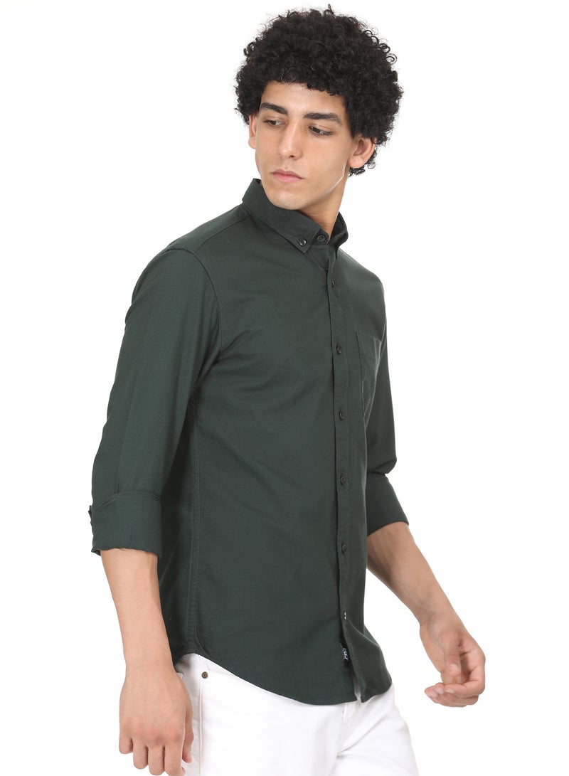 ملابس RSO قميص أكسفورد من القطن الصلب للرجال من RSO Outfits (أخضر زجاجة) - Image 3
