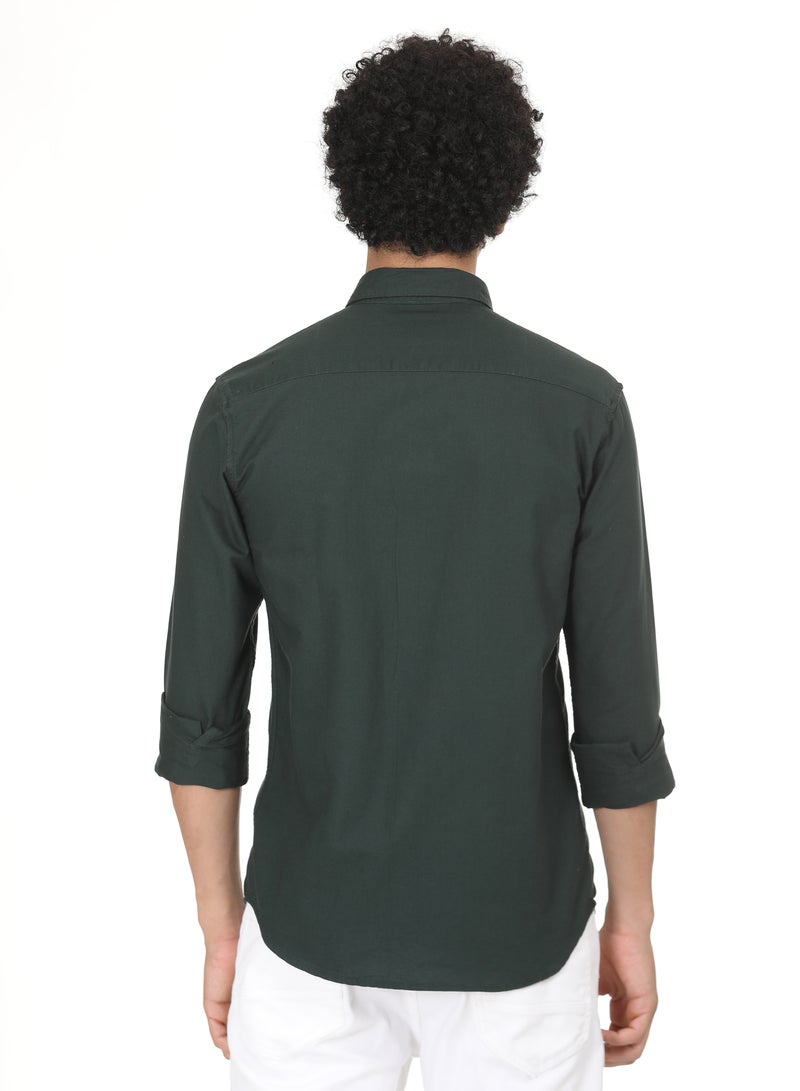 ملابس RSO قميص أكسفورد من القطن الصلب للرجال من RSO Outfits (أخضر زجاجة) - Image 4