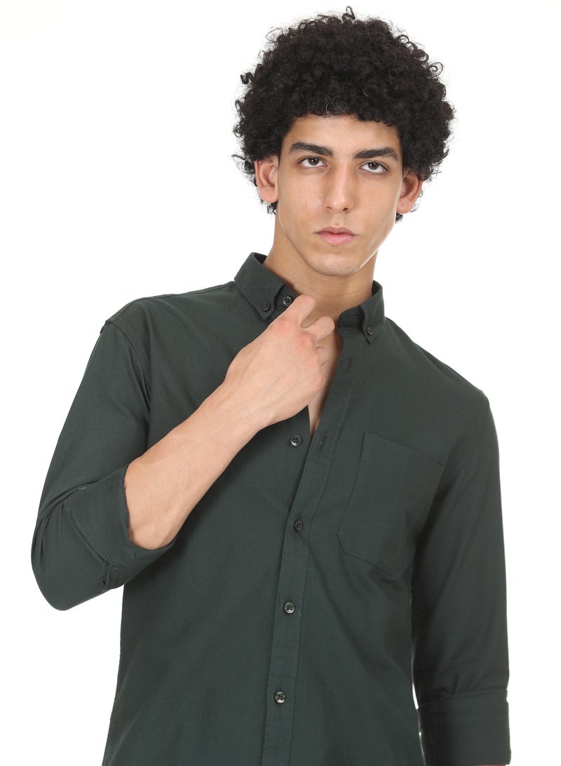 ملابس RSO قميص أكسفورد من القطن الصلب للرجال من RSO Outfits (أخضر زجاجة) - Image 5