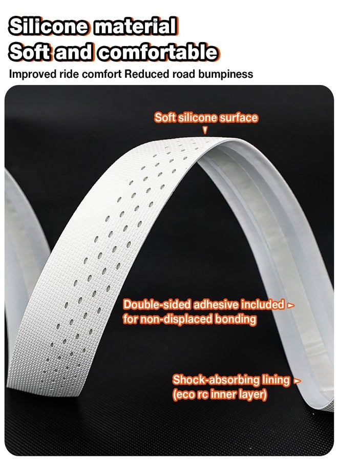 LEBYCLE Bike Handlebar Tape for Road Bike, EVA Bicycle Handlebar Tape with Silicone Surface, Shock-Absorbing Non-Slip Bike Grip Tape, Stain-Resistant, with Aluminum Bar Plugs(Set of 2, White) - Image 5
