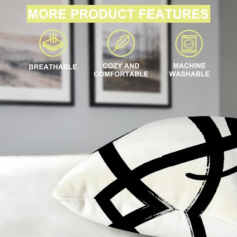 Identiy Black and White Striped Throw Pillow Cover 18x18 Inch Pack of 1, Abstract Graffiti Lines Decorative Pillow Case, Lumar Cushion Pillow Cover for Home Sofa Couch Indoor Outdoor - Image 4