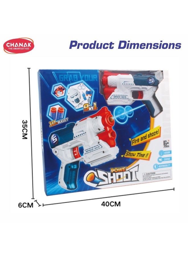 Chanak 9 In 1 Space Gun Toy Set With 10 Soft Bullets, Mask, Handcuffs & Accessories Foam Dart Blaster Gun, Safe & Fun Shooting Toy Set For Boys & Girls Above 6+ Ages - Image 2