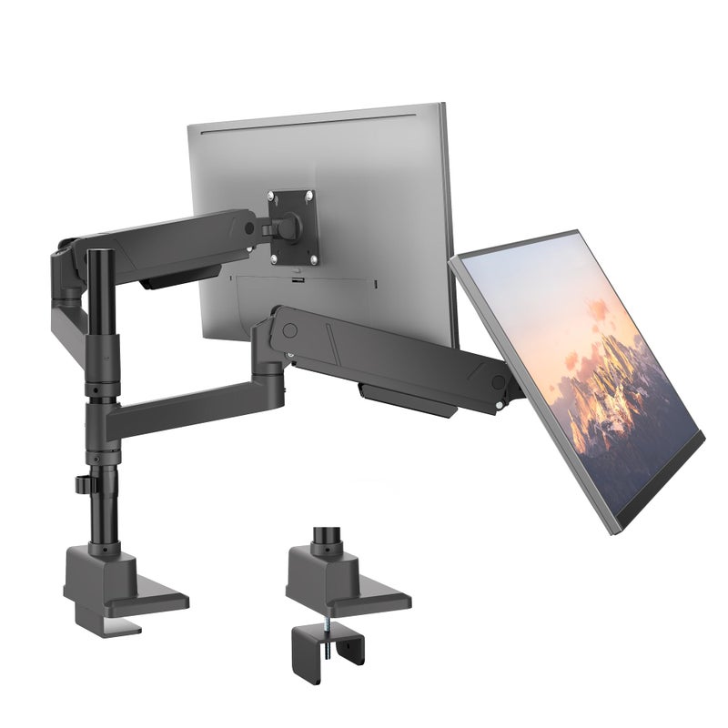 monTEK Dual Monitor Mount Tall Monitor arms for 2 Monitors for 17 to 35 Inch Curved Screen Holds 35 Lbs Adjustable Heavy Duty Monitor Desk Mount Cable Management, VESA 75/100mm, MA1007PBK-D - Image 1