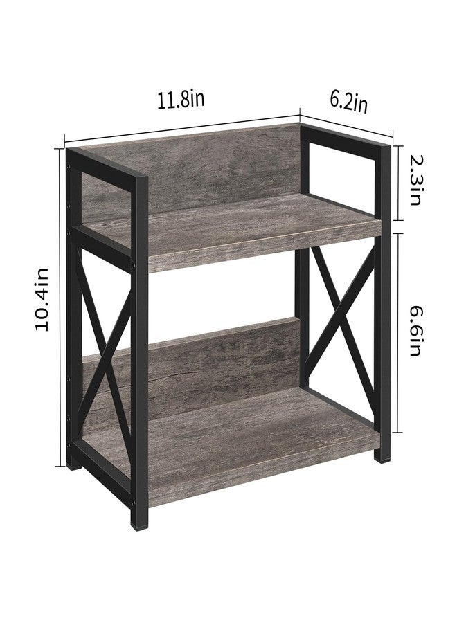 YINMIT منظم رفوف سطح الطاولة من ينميت، ملحقات ركن القهوة، رف توابل، رف طاولة القهوة، محطة تنظيم قهوة من طبقتين للأكواب، والكريمة، والشراب (رمادي صدئ، صغير) - Image 3