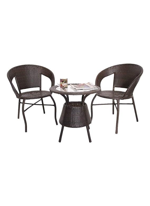 ANAND INDIA GROUPS ANAND INDIA GROUPS 2 Chair 1 Table Set for Garden Patio Seating Chair and Table Set Outdoor Balcony Garden Coffee Chair Table Set Wicker Furniture 21 Brown 