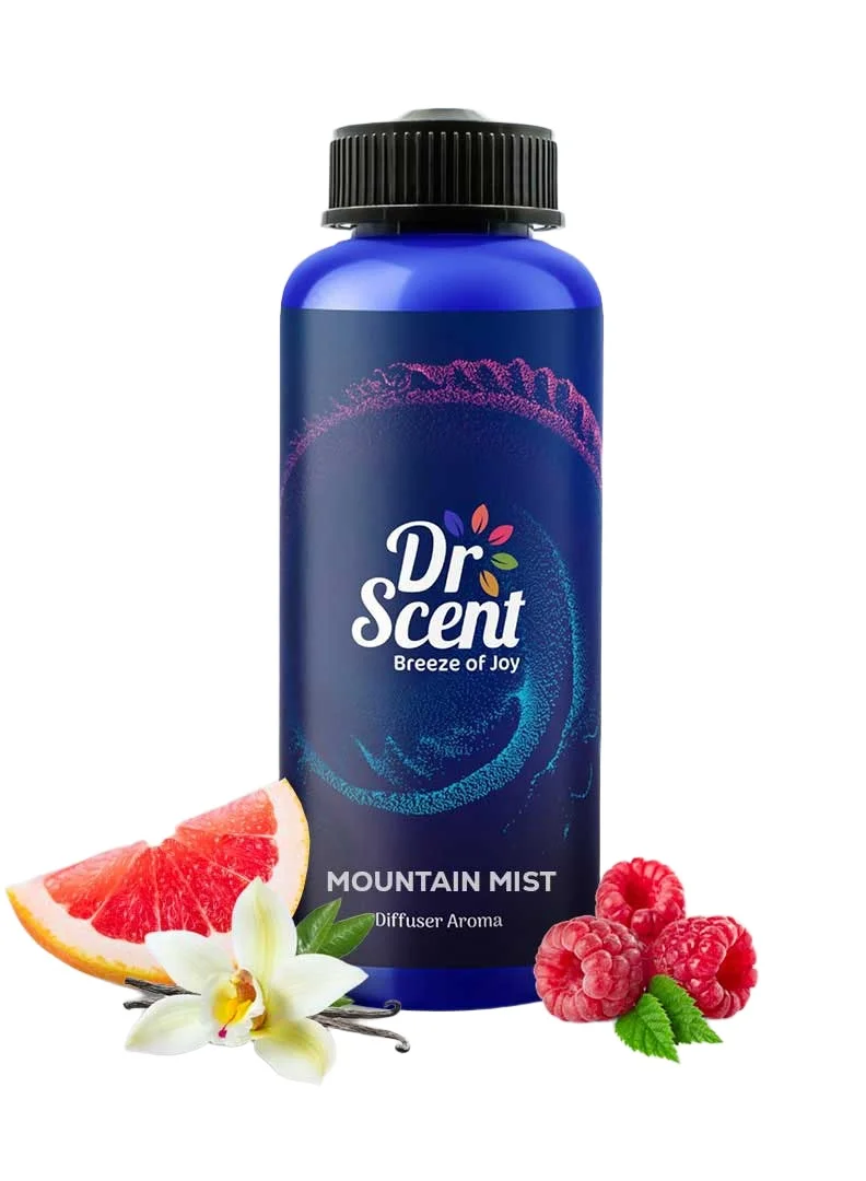 Dr Scent Dr-Scent Diffuser Aroma Mountain Mist (1000ml) - GrapeFruit, Tangarine, Pineapple Peony, Red Berries, Vanilla Orchid Lily of the valley, Woody, Musk and Floral Fragrance | Made in UK