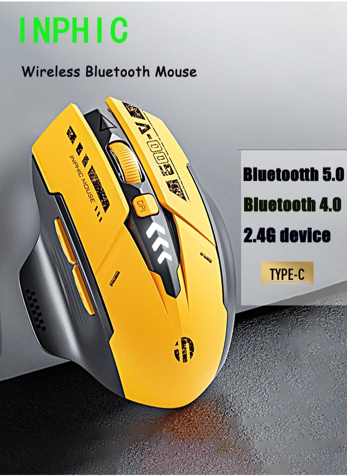 inphic - Wireless Bluetooth Mouse Gaming Mouse Computer Rechargeable (BT 5.0/4.0+2.4Ghz) Performance Mouse With Ultra Fast Scrolling Pale For PC Gaming Computer Mice with USB Receiver - Image 1