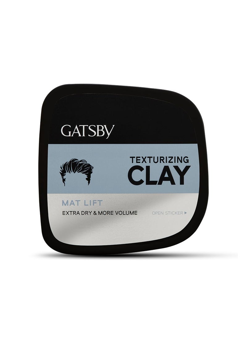GATSBY Gatsby Japan Texturizing Clay Mat Lift For Super Strong Hold More Volume Extra Dry Look Stylish Matte Finish Anytime Restylable Hair Styling Clay Wax Hair Wax For Men 75gm  - Image 1