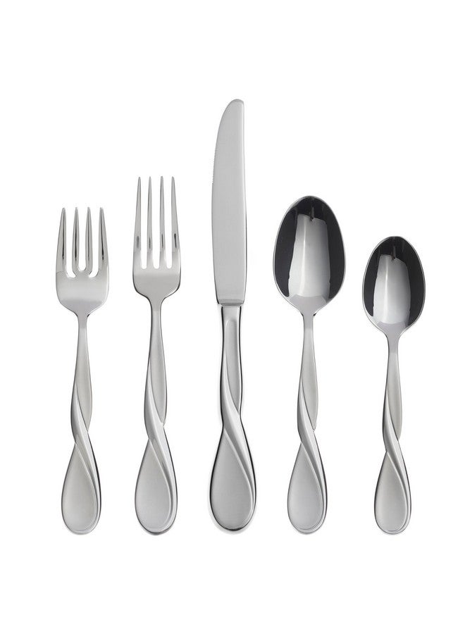 Oneida Satin Aquarius 5 Piece Fine Flatware Set, Service for 1 18/10 Stainless Steel, Silver - Image 1