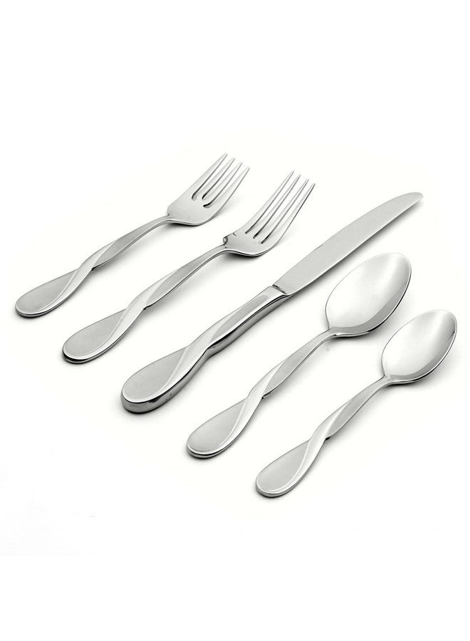 Oneida Satin Aquarius 5 Piece Fine Flatware Set, Service for 1 18/10 Stainless Steel, Silver - Image 2