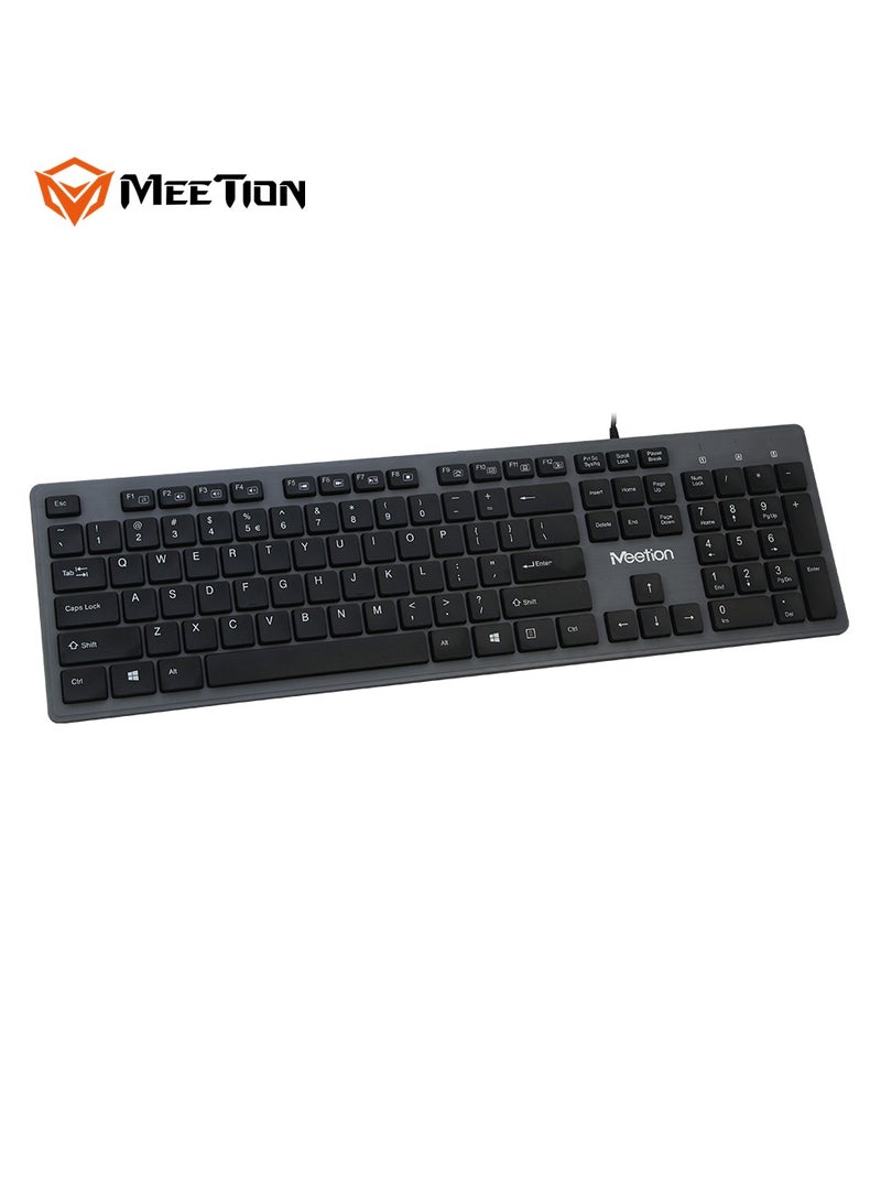 Meetion Meetion USB Standard Chocolate Keyboard K841 UV coating characters Ultrathin chocolate keycaps Silicone multimedia buttons (Black)  - Image 3