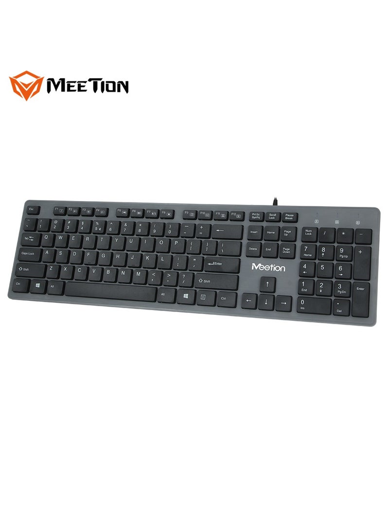 Meetion Meetion USB Standard Chocolate Keyboard K841 UV coating characters Ultrathin chocolate keycaps Silicone multimedia buttons (Black)  - Image 4