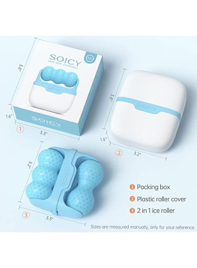 2-in-1 Ice Roller Facial Massager Skincare Rollers for Face & Eyes (Blue) - Image 2