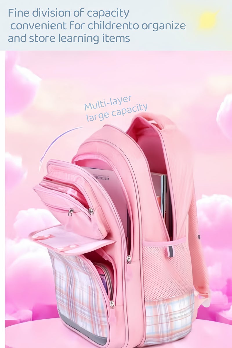 Girl's School Backpack Waterproof Bag for Child  Teens Girls Elementary Book Bags Cute  Lightweight Student School Bag Toddler Backpack ，(Pink) - Image 4