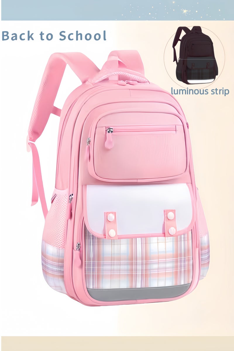 Girl's School Backpack Waterproof Bag for Child  Teens Girls Elementary Book Bags Cute  Lightweight Student School Bag Toddler Backpack ，(Pink) - Image 1