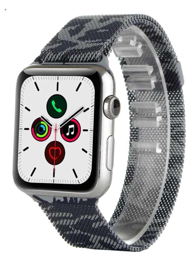 اليشمك سوار بديل لساعة يد أبل آي ووتش سلسلة 5/4/3/2/1 قياس 42-44 مم نقشة مموهة كالزي العسكري بلون رمادي - Image 1