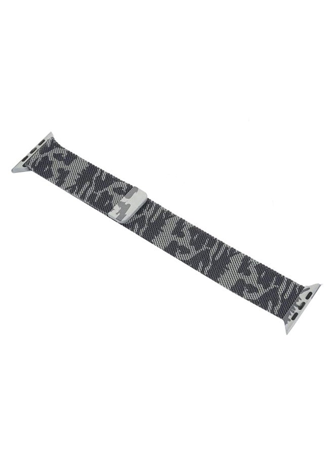 اليشمك سوار بديل لساعة يد أبل آي ووتش سلسلة 5/4/3/2/1 قياس 42-44 مم نقشة مموهة كالزي العسكري بلون رمادي - Image 2