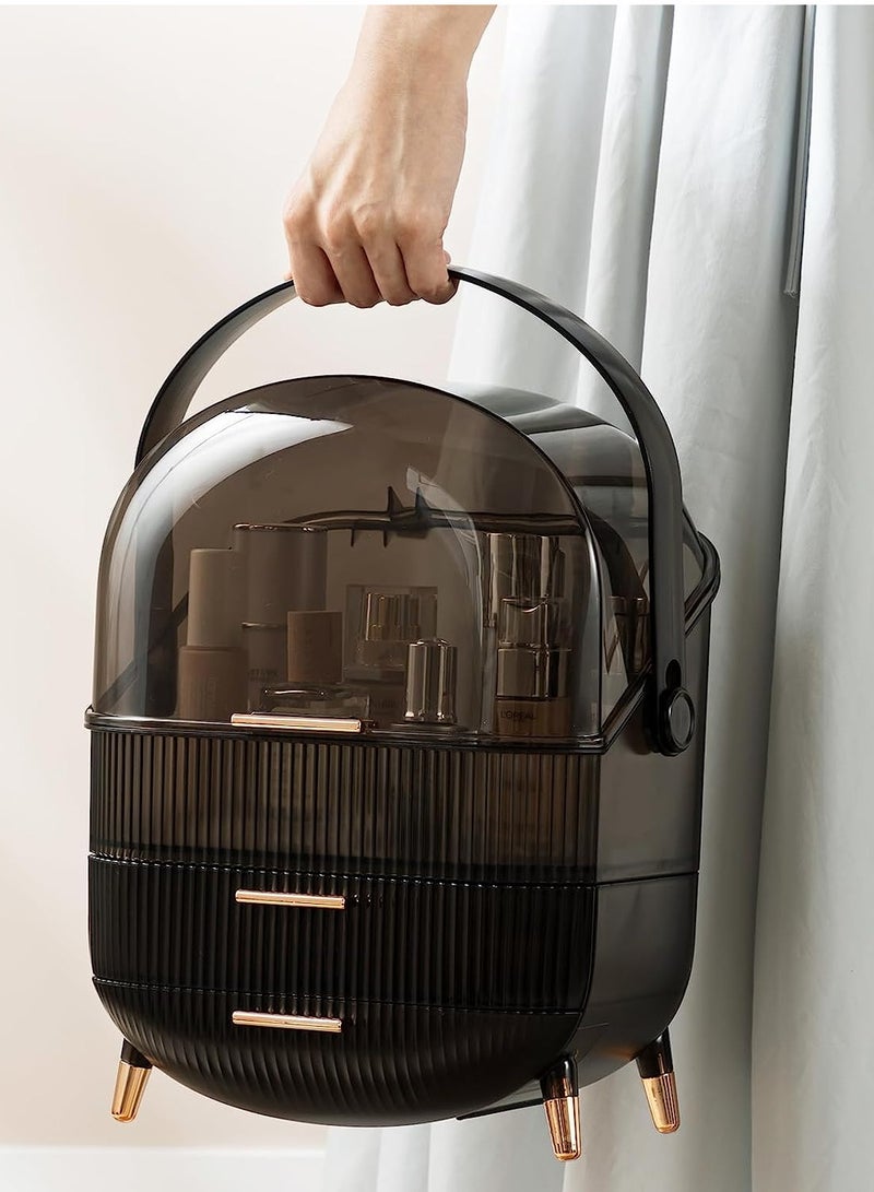 Sharpdo Portable Retro Series Multi-Function Make Up Case Dustproof Cosmetic Storage Box, Skin Care Products Jewelry Organizer Finishing Box Bathroom Desktop - Image 4