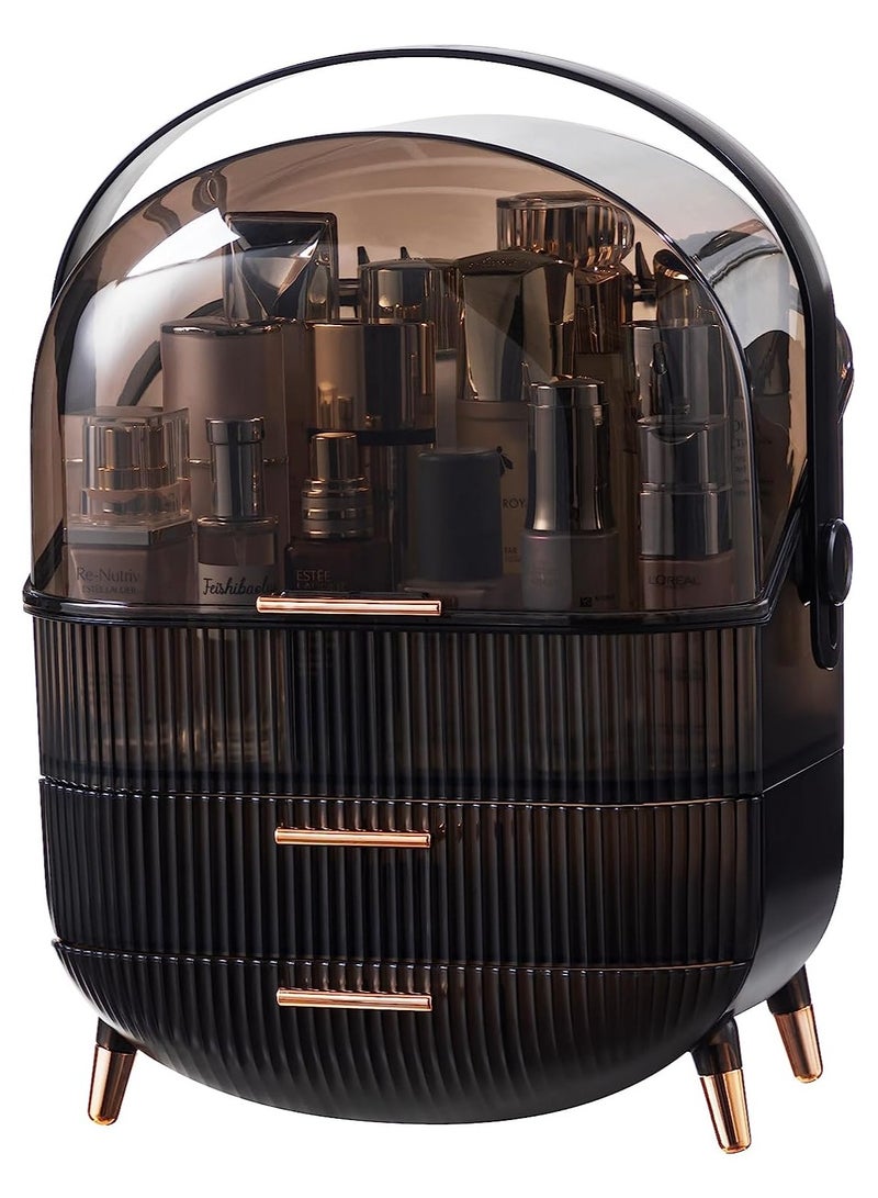 Sharpdo Portable Retro Series Multi-Function Make Up Case Dustproof Cosmetic Storage Box, Skin Care Products Jewelry Organizer Finishing Box Bathroom Desktop - Image 3