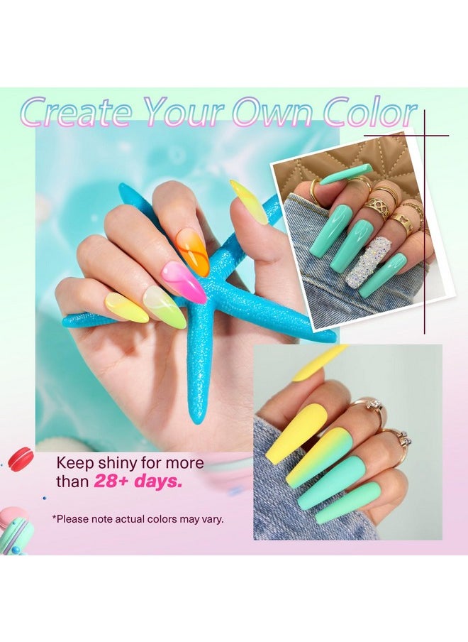 AZUREBEAUTY Summer Dip Powder Nail Kit Starter 36 Neon Bright Blue Yellow Colors With Dipping Powder Basetop Coat Activator Liquid Set & Removel Kit For French Nail Art Salon Diy Home  - Image 4
