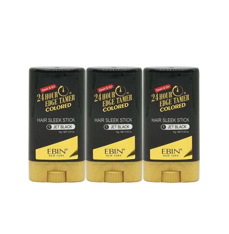 EBIN NEW YORK 24 Hour Colored Sleek Stick, Jet Black, 3pack (0.53oz Each) - Covers Gray Roots, No Flaking, No Residue, Strong Hold for All Hair Types - Image 1
