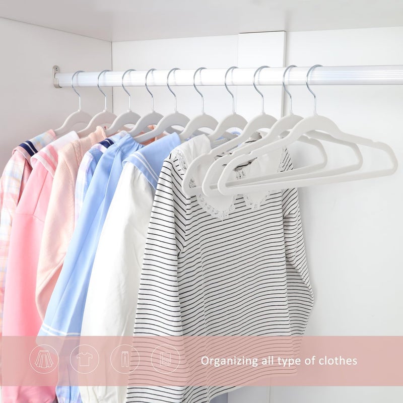 ManGotree 10 Pack (35cm) Kids Velvet Hangers, Infant and Toddler Hangers, No-Slip Children Hangers, Ultra-Slim Space Saving Kids Hangers, Sturdy & durable Clothes Hangers. (White) - Image 3