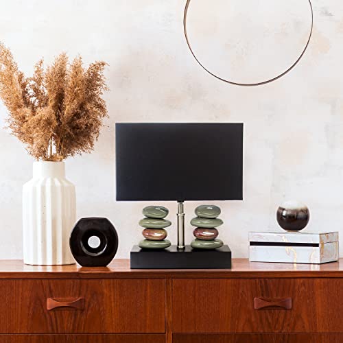 Elegant Designs LT1036-BLK Rectangular Dual Stacked Stone Ceramic Table Lamp, Black - Image 3