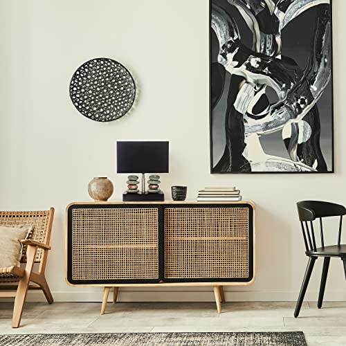 Elegant Designs LT1036-BLK Rectangular Dual Stacked Stone Ceramic Table Lamp, Black - Image 5