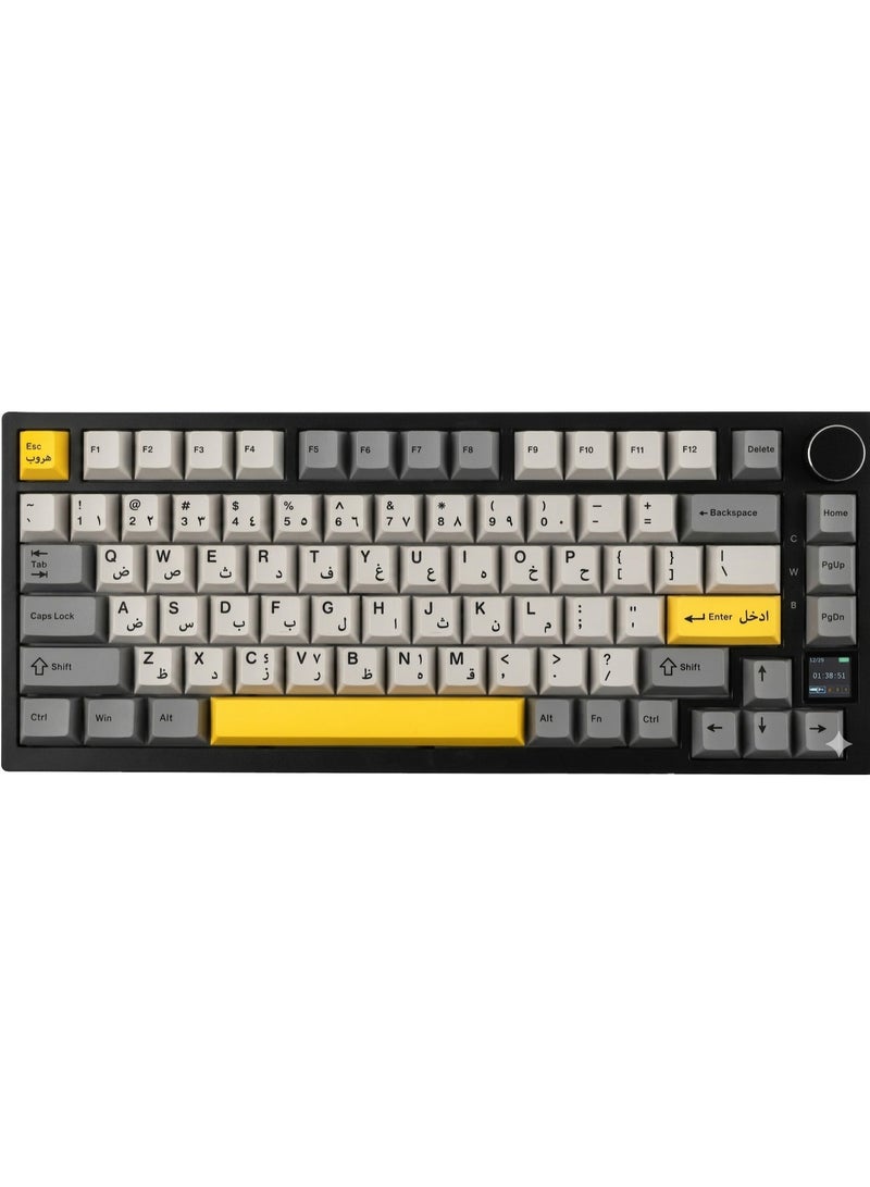 A-jazz AJAZZ AK820 Pro Gift Switch Arabic/English Mechanical Magnetic Wireless Keyboard with Smart TFT Display, Grip, Gasket-Stabilized Gaming Keyboard, Bluetooth/2.4GHz/USB-C Wired, Sound-Isolating RGB Backlit Mechanical Keyboard for PC/Mac, Gray - Image 1