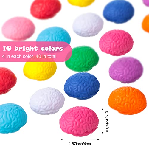 Kasyat 40 Pcs Brain Stress Ball 16 Colorful Mini Brain Stress Ball Bulk PU Hand Muscle Exercise Pressure Prop Improve Grip Strength Object Recognition Prop Mold Birthday Party Favors Christmas Fun Gift - Image 5