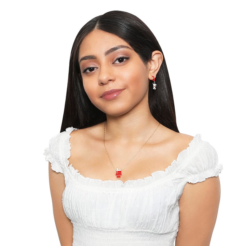 PEANUTS Womens Snoopy Necklace 18" - Flash-Plated Necklace with Dog House Snoopy Pendant - Snoopy Jewelry - Officially Licensed - Image 3