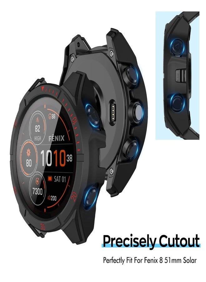 ISABAKE Fenix 8 51mm Solar Watch Case Cover,TPU Bumper Screen Protector Hard PC Full Protection Cover Compatible with Garmin Fenix 8 51mm Solar (Not for Fenix 8 51mm Amoled) - Image 3