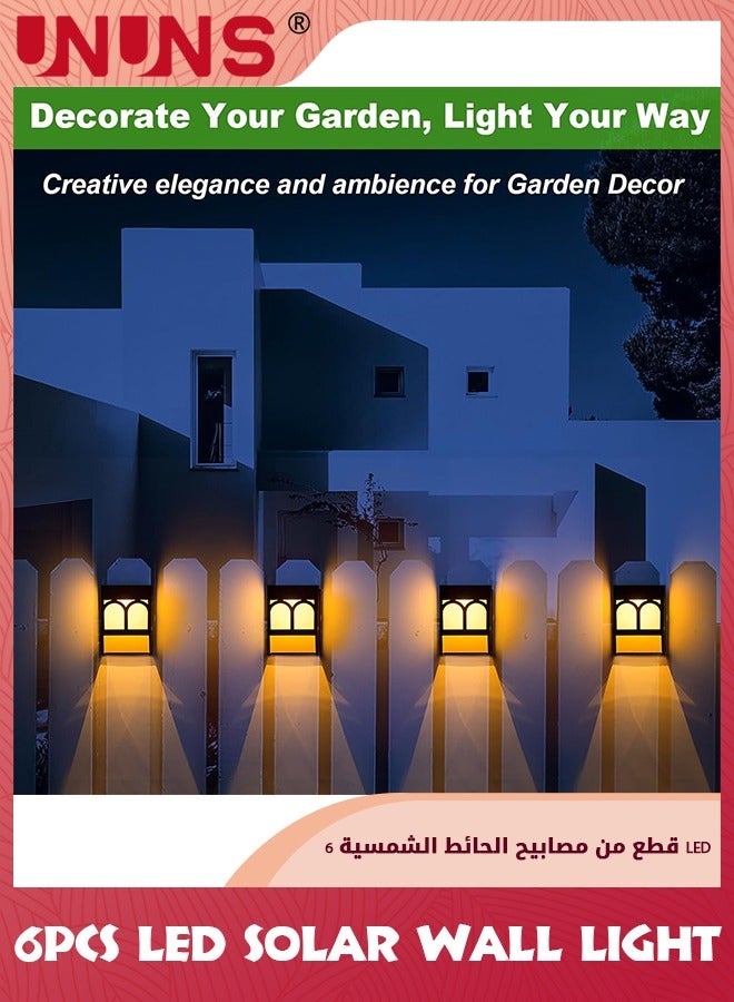 UNUNS Led Solar Wall Lamp,6 Pack 2 Modes LED Solar Fence Lights Waterproof,Garden Solar Decorative Lights For Patio,Post,Step,Stair,Pathway And Yard - Image 4