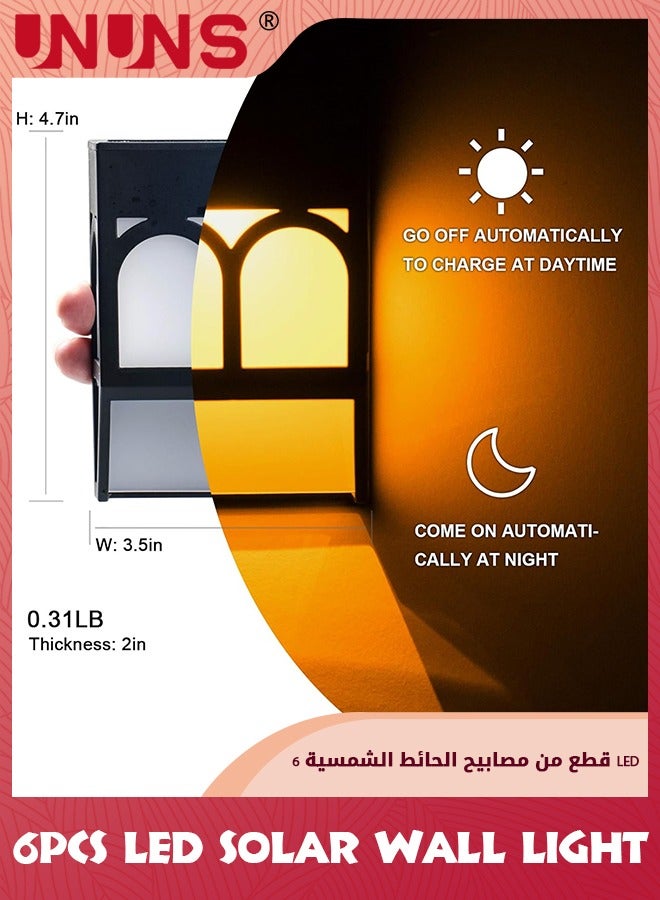 UNUNS Led Solar Wall Lamp,6 Pack 2 Modes LED Solar Fence Lights Waterproof,Garden Solar Decorative Lights For Patio,Post,Step,Stair,Pathway And Yard - Image 2