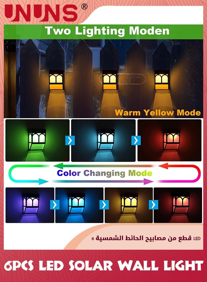 UNUNS Led Solar Wall Lamp,6 Pack 2 Modes LED Solar Fence Lights Waterproof,Garden Solar Decorative Lights For Patio,Post,Step,Stair,Pathway And Yard - Image 3