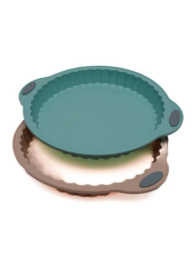 2 Pcs Round Silicone Fryer Basket Non Stick Fryer Liner For Household 24x24x4 Cm Multicolour