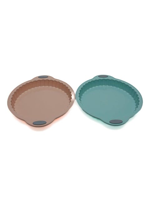 2 Pcs Round Silicone Fryer Basket Non Stick Fryer Liner For Household 24x24x4 Cm Multicolour