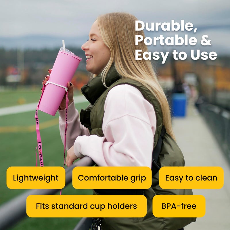 Loud Cup The LoudCup Blow Horn Tumbler, Cheer & Sip 2-in-1 Reusable Water Bottle with Built-In Horn for Sports Games, Tailgates, Parties & Events, BPA-Free, 23 oz, Classic Navy - Image 4