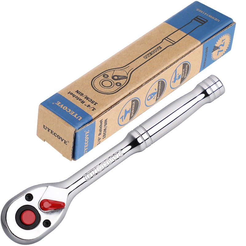 UYECOVE 14 Inch Drive Ratchet Wrench 14 Ratchet Socket Wrench 72Tooth Quickrelease Reversible CrMo Head Chrome Steel Made 5915cm