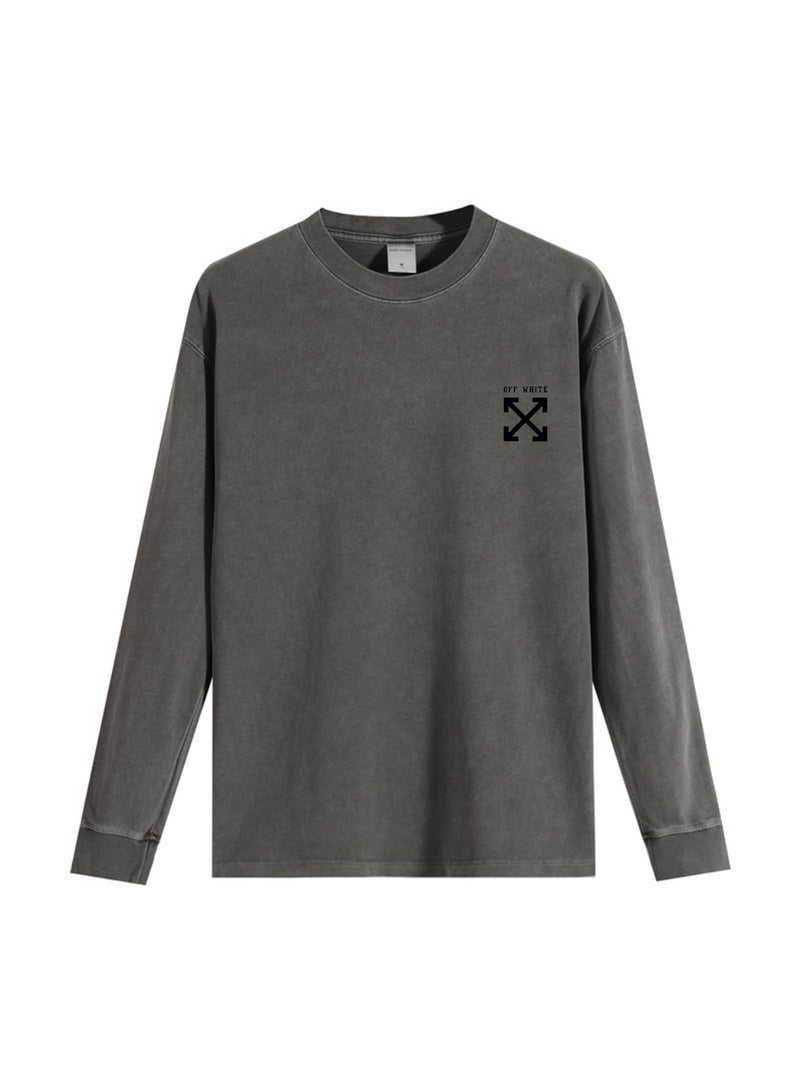 أوف-وايت OFF-WHITE Men's and women's loose cotton washed long sleeve T-shirts - Image 3