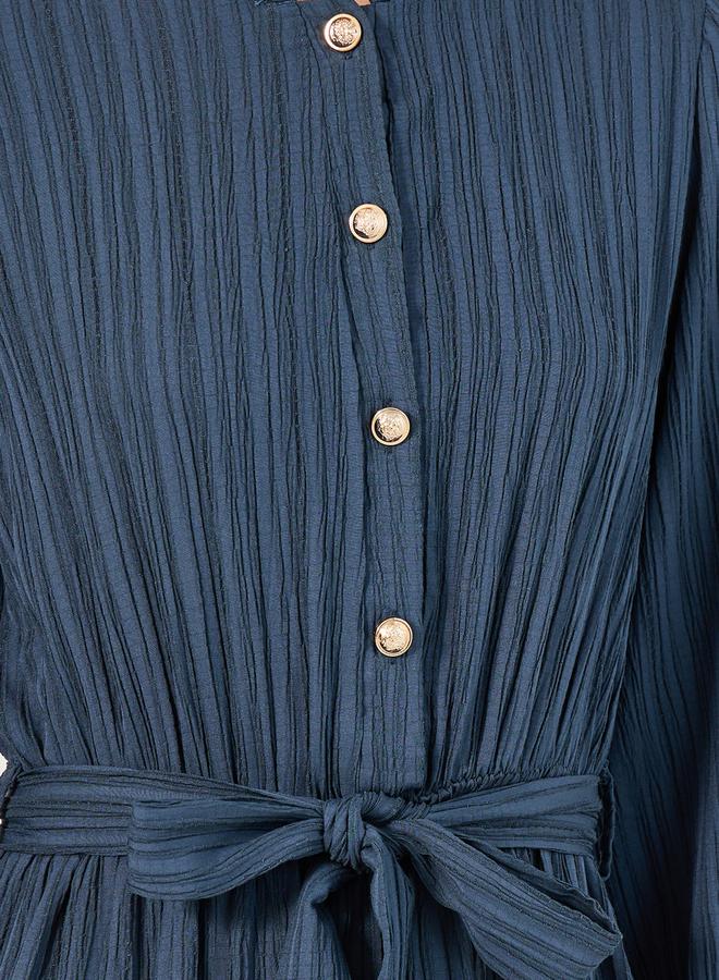 ستايلي فستان ميدي بحزام ونقشات - Image 4