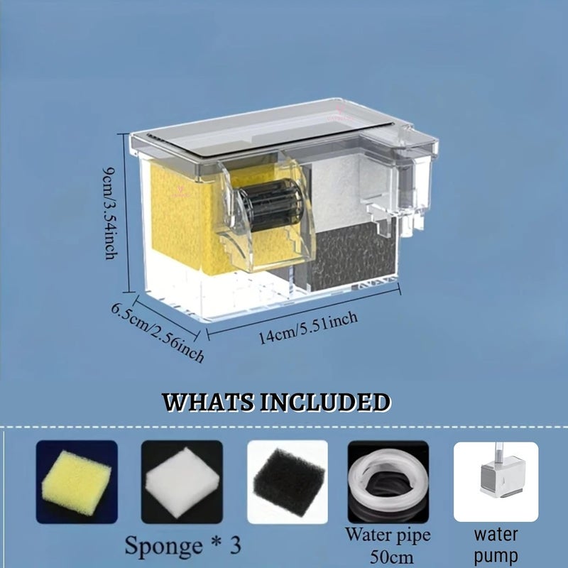 VAYINATO SOBO (AQ-15H|4W|400L/Hr|Fit For 1.5 Feet Tank) Multifunctional External Wall-Mounted Waterfall Filter With Bio Wheel|Multiple Filtration Spaces,Includes Filter Materials And Water Pump - Image 4