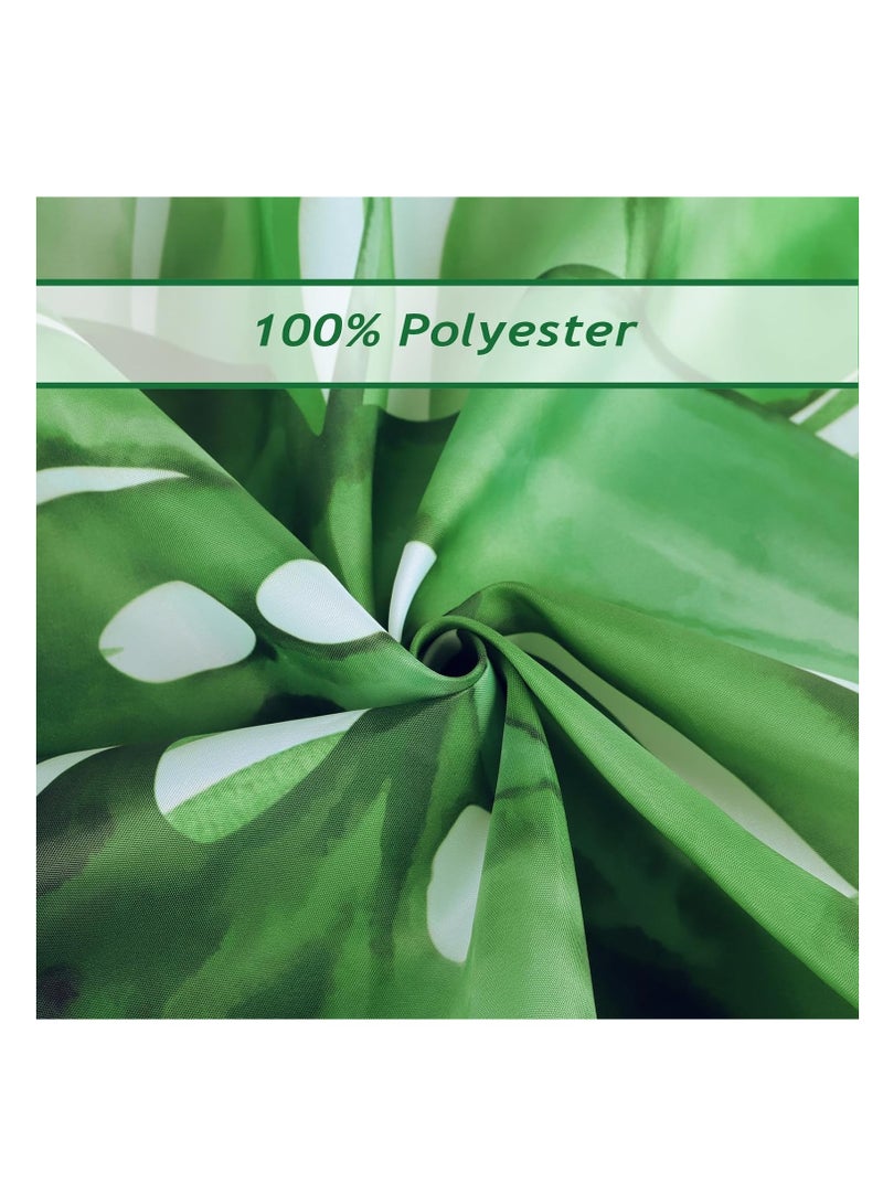 Tropical Leaves Shower Curtain - Green Palm Monstera Leaf Design - 72x72 Inch Polyester Fabric Bathroom Curtain with 12 Hooks - Image 5