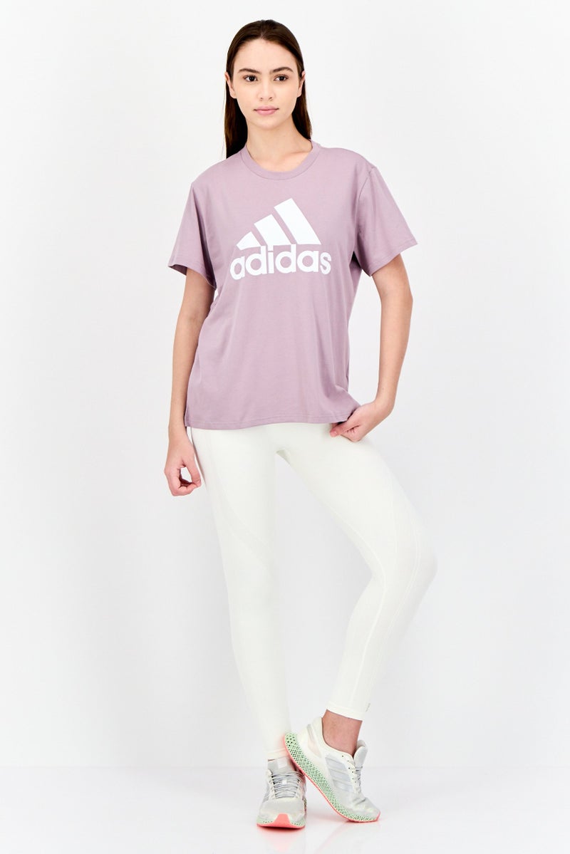 Adidas Women Regular Fit Short Sleeves Training T-Shirt, Light Purple - Image 4